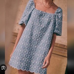 Sézane Blue Eyelet Dress Size 34